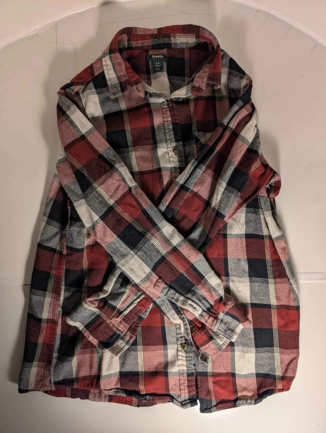 Plaid Long Sleeve Shirt | Roots - Size S/P - photo 4