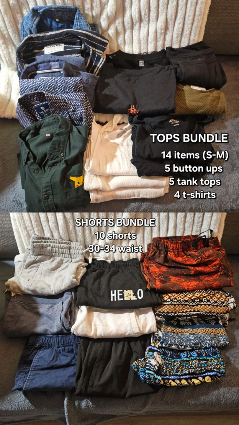 2 Bundles of Men's clothes (S-M)