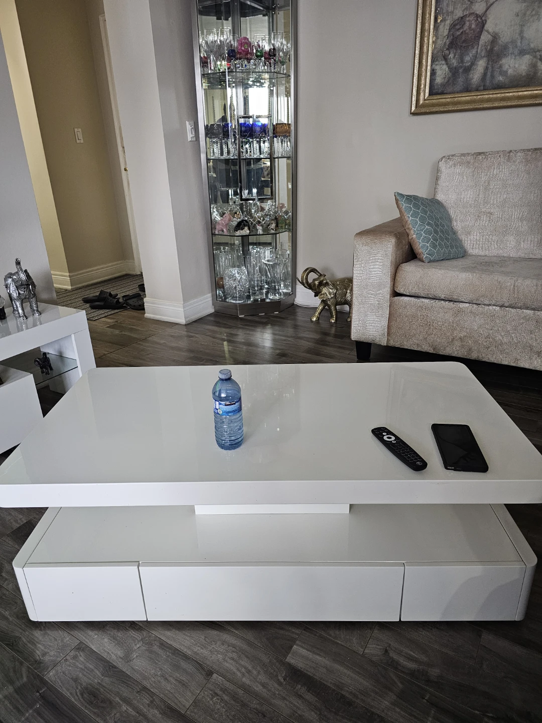 White Modern Coffee Table with Storage Drawers - photo 2