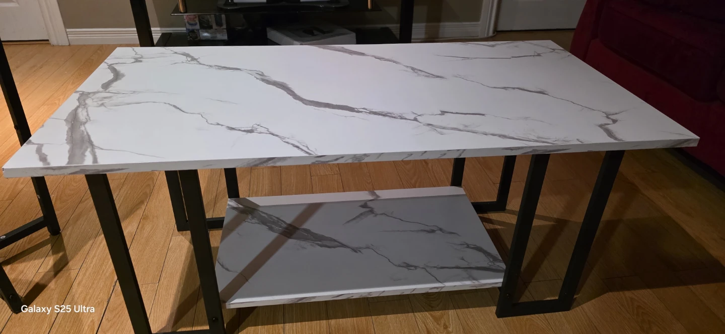 Marble-look Coffee Table with 2 Side Tables - photo 2