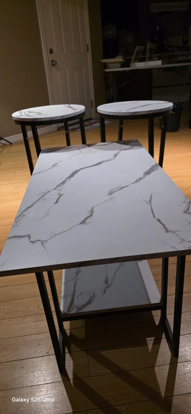 Marble-look Coffee Table with 2 Side Tables - photo 3