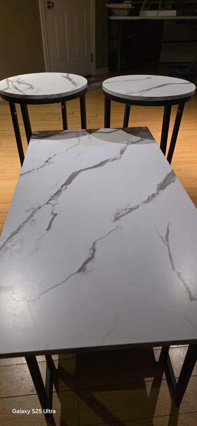 Marble-look Coffee Table with 2 Side Tables - photo 4