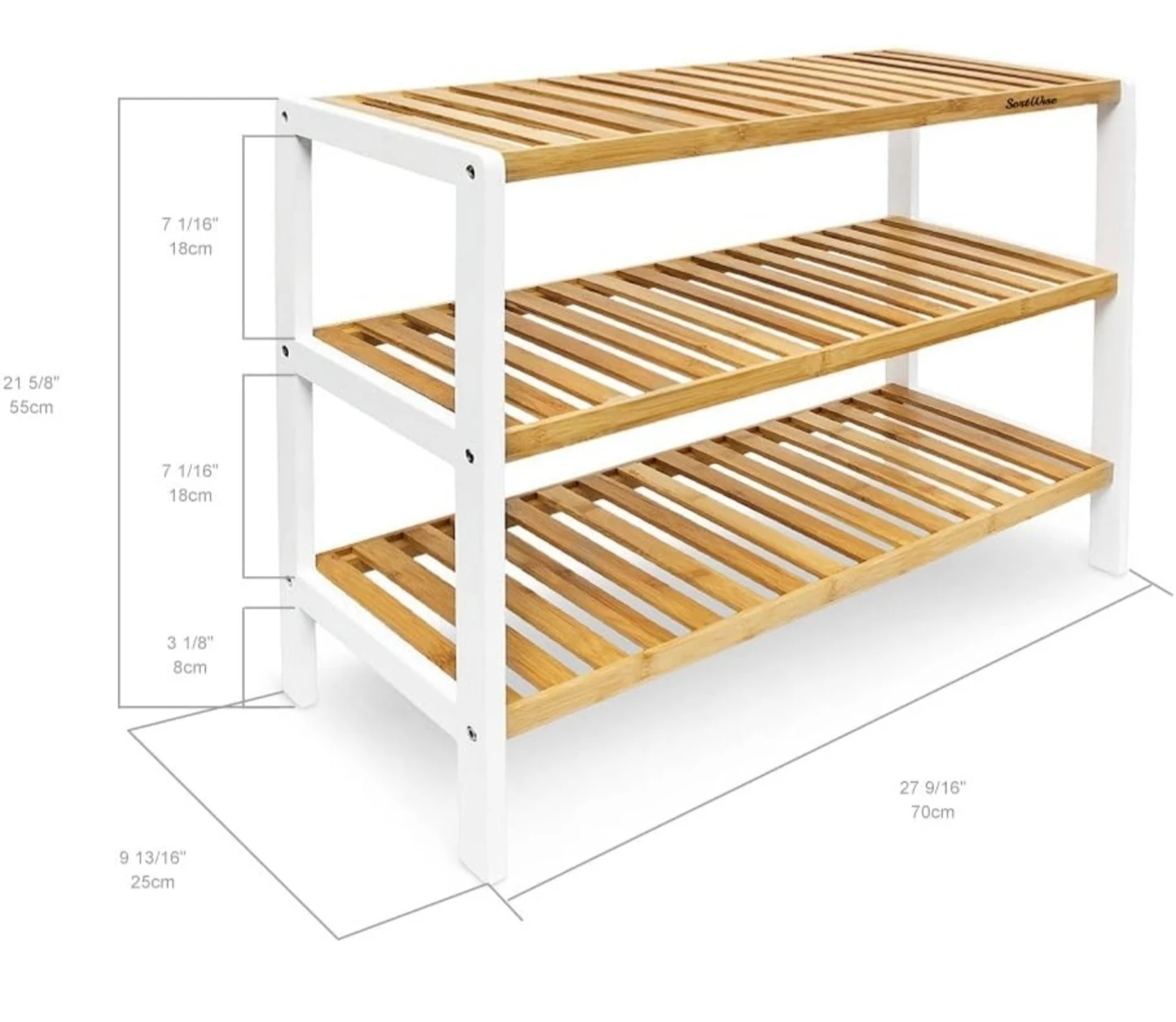 SortWise 12-Pair Bamboo 3-Tier Shoe Rack - photo 3