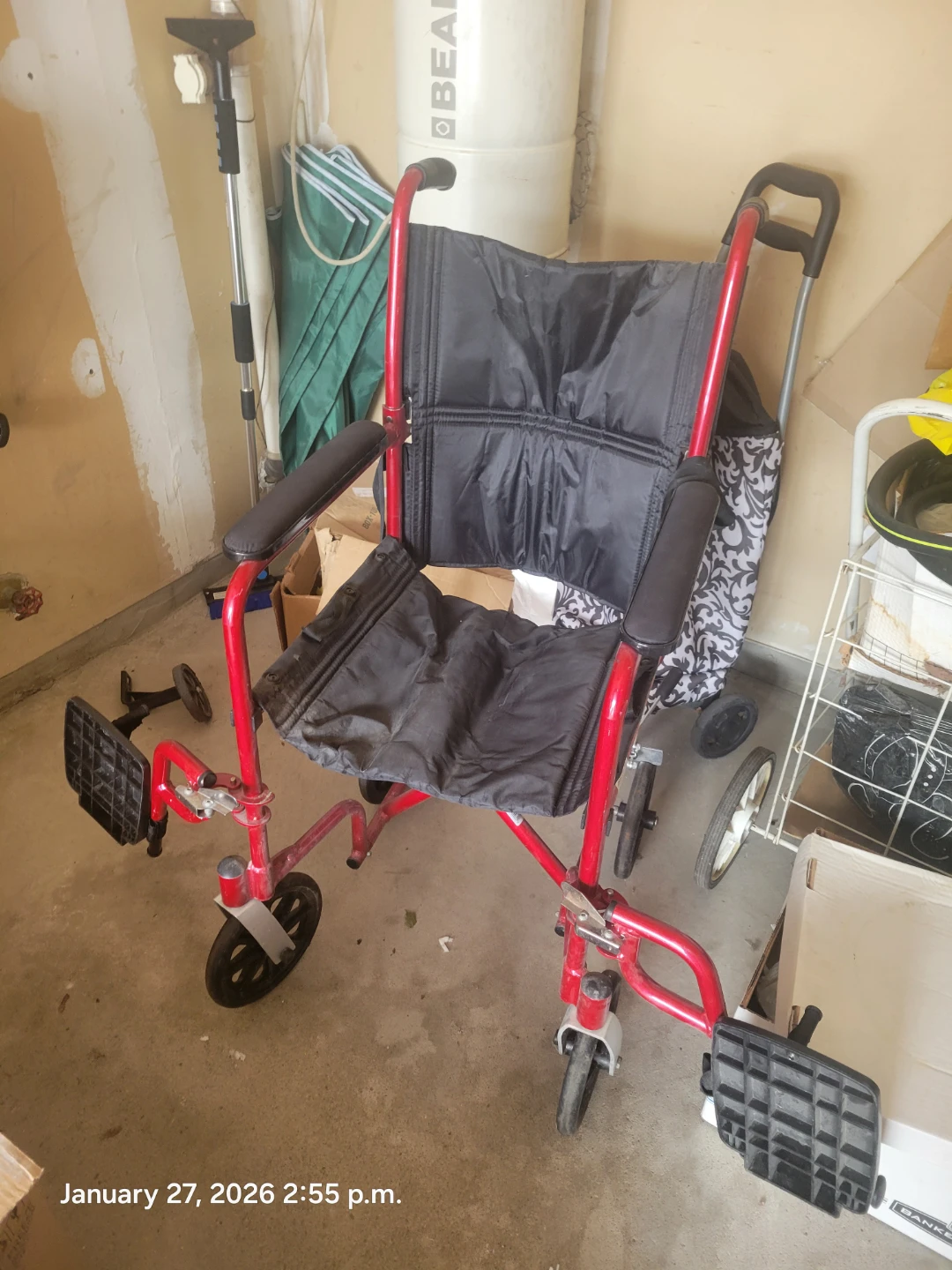 Red Transport Wheelchair
