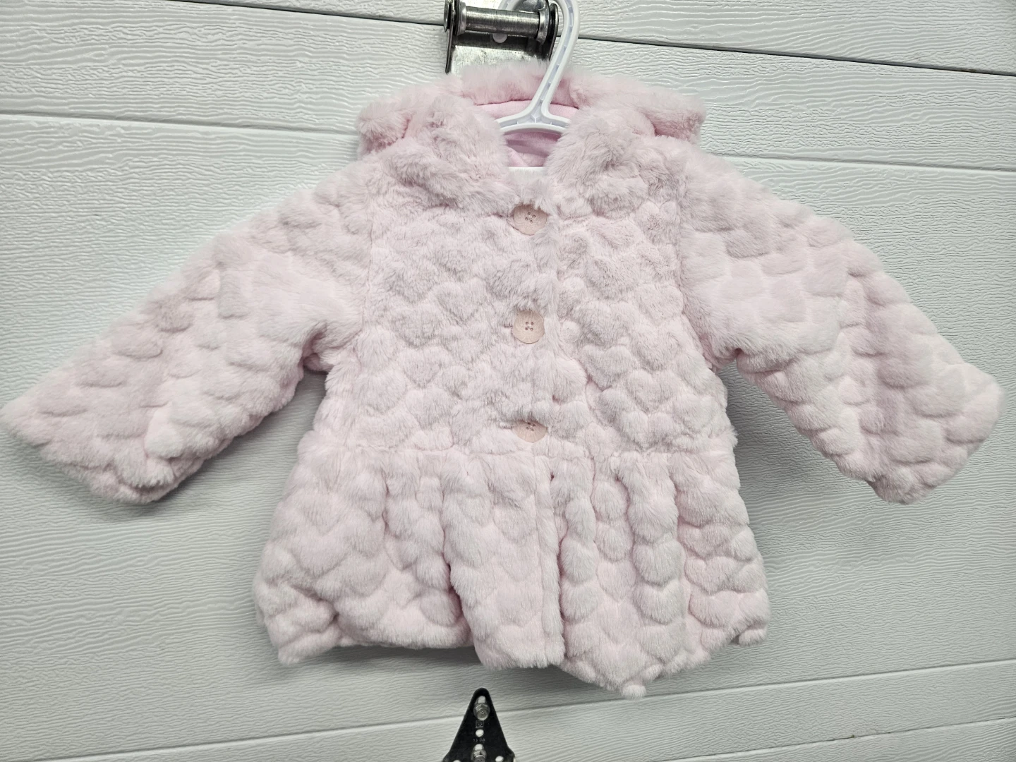 💝 Pink Faux Fur Heart Jacket - 12 Months