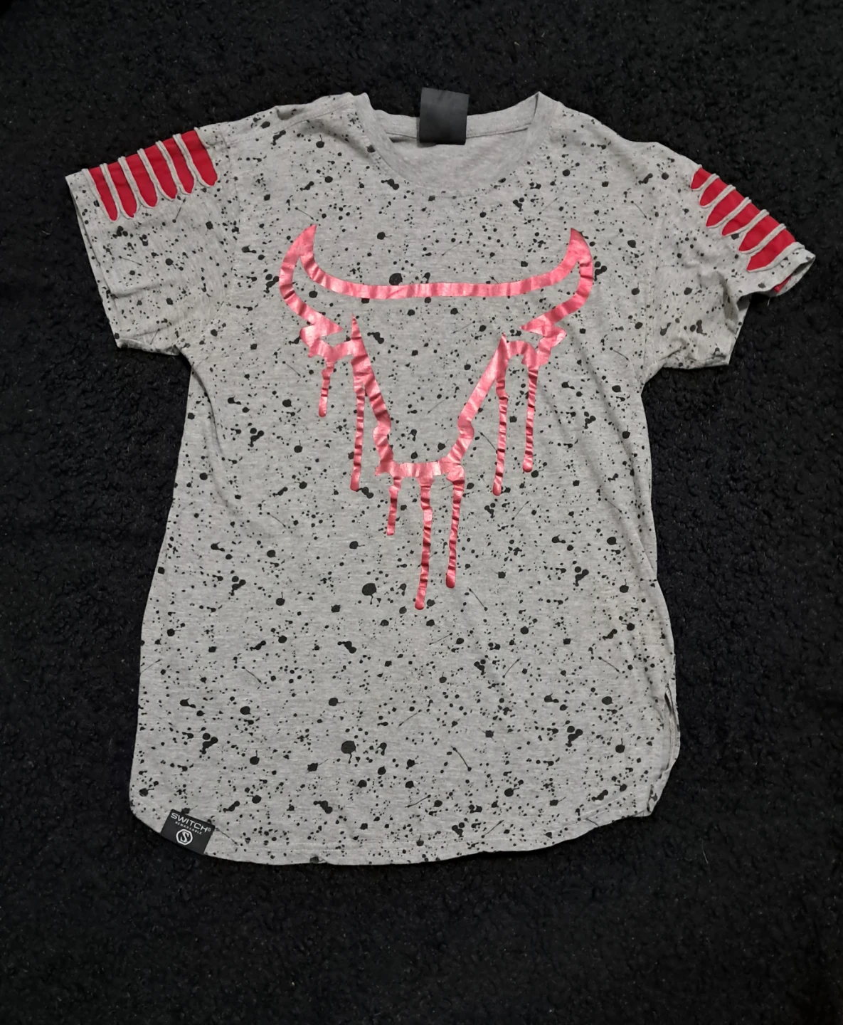 Grey Splatter Bull Design -Tshirt - photo 2