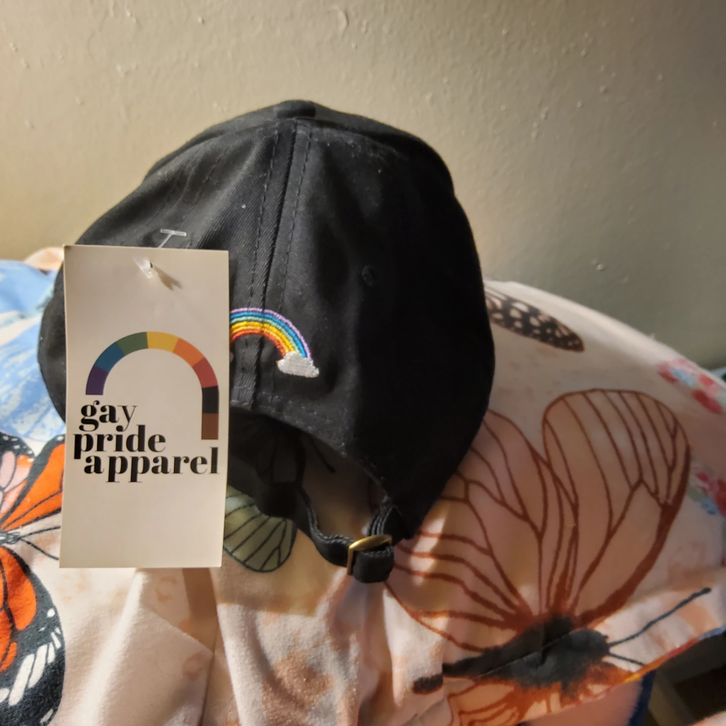 Gay Pride Apparel Black "Happy Pride" Embroidered Baseball Cap - photo 3