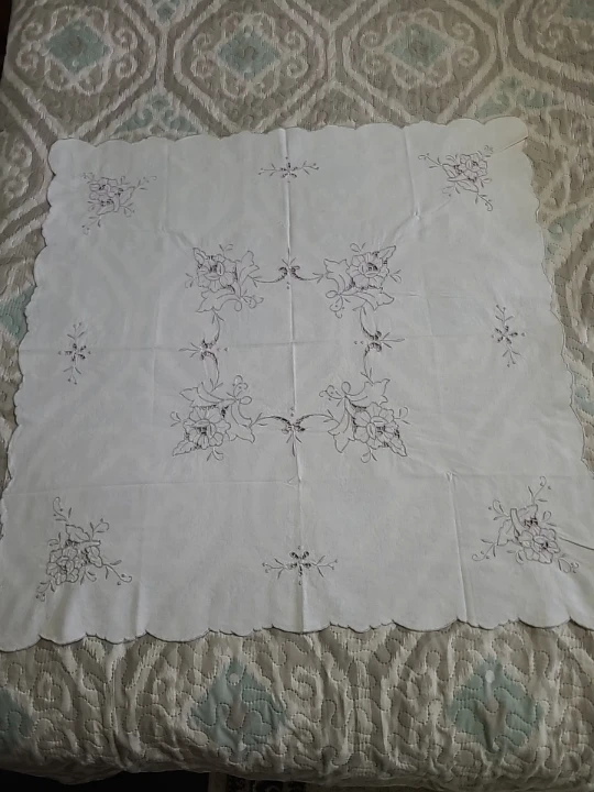Beautiful 30" x 30" Handmade Table Linen with Embroidery