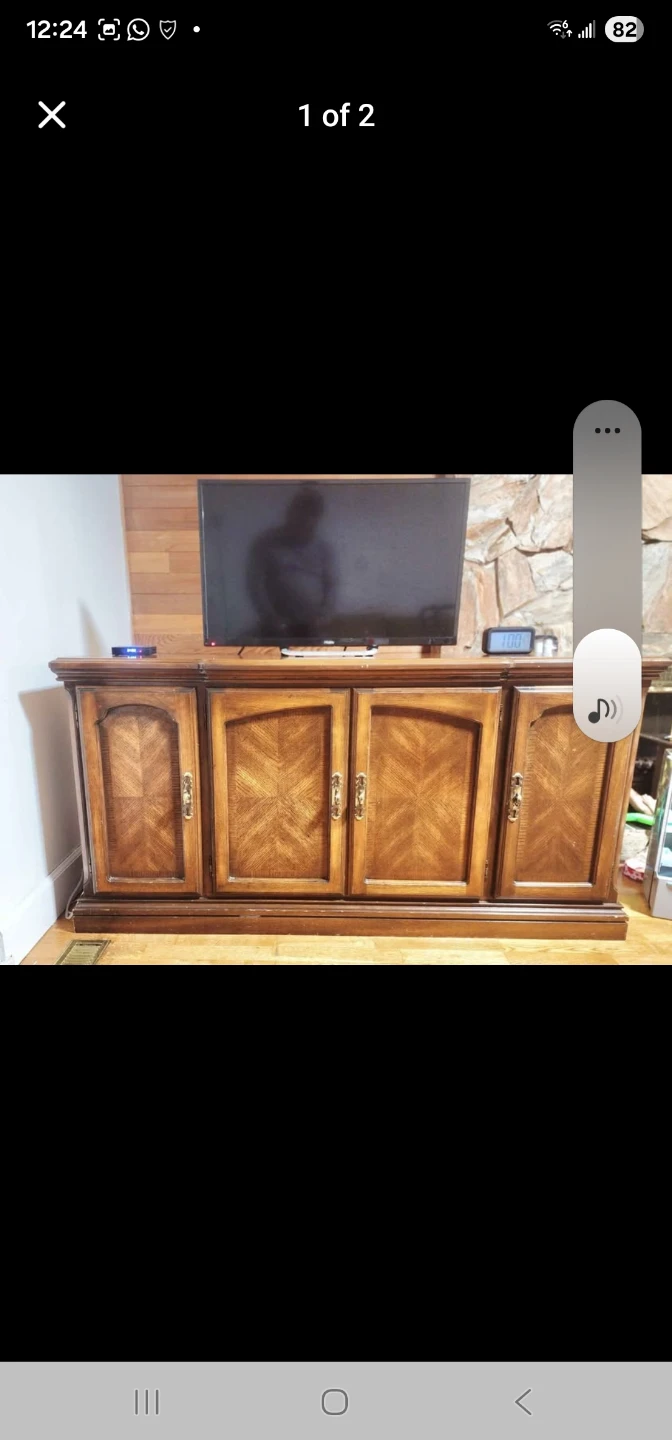 Wooden Media Console with Cabinet Storage