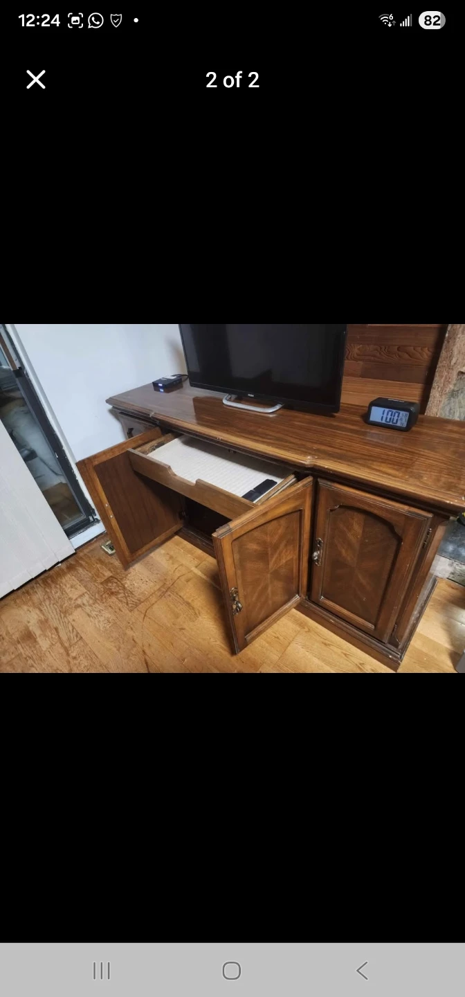 Wooden Media Console with Cabinet Storage - photo 2