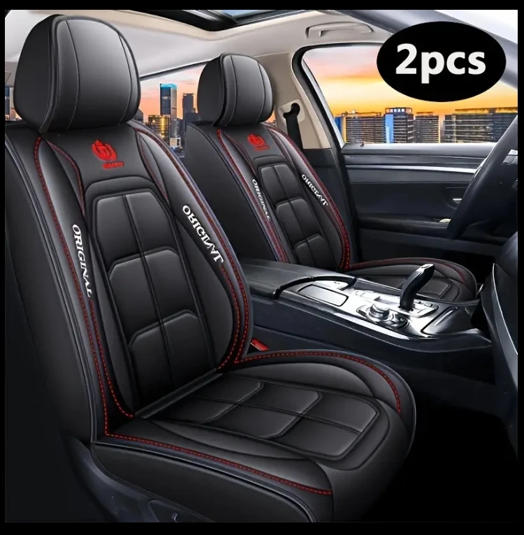 2pcs Car Seat Cover - Black & Red - photo 3