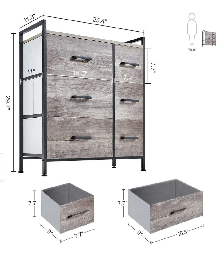 2 sets of fabric 6-Drawer Dresser - photo 4