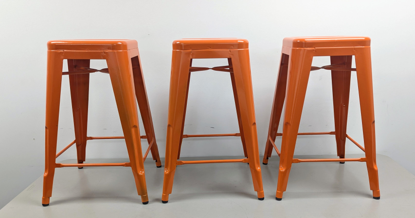3 x Orange Bar Stools, 26" Tall - photo 2