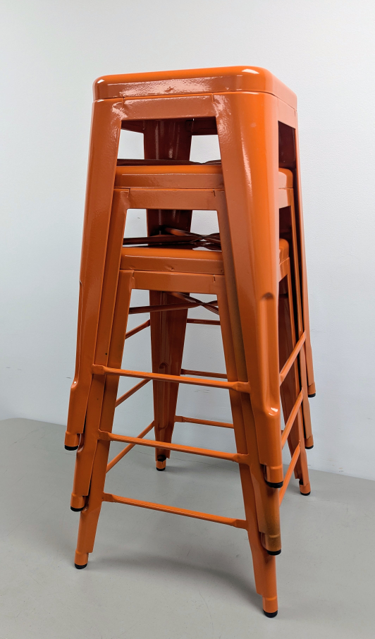 3 x Orange Bar Stools, 26" Tall - photo 3