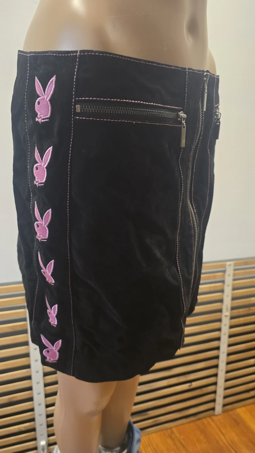 Playboy leather Mini Skirt with Pink Bunny Logos