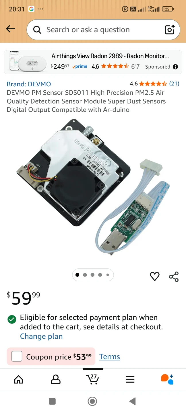 DEVMO PM Sensor SDS011 Air Quality Detection Module