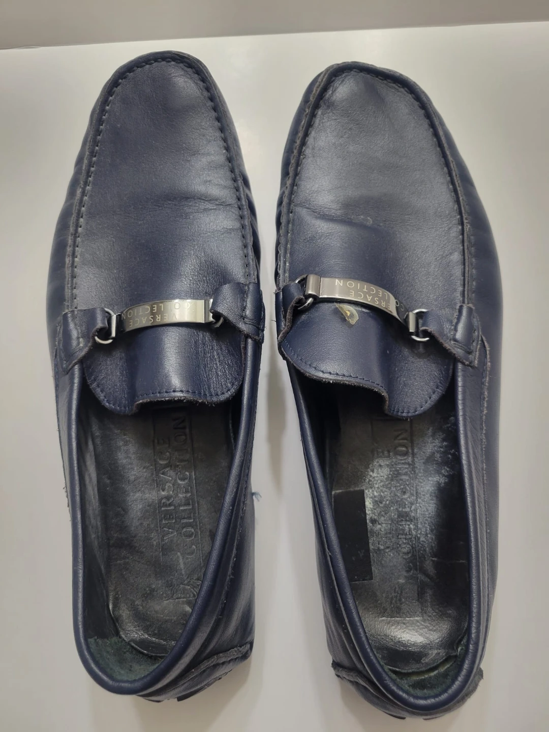 Versace Collection Men's Navy Leather Loafers - photo 3