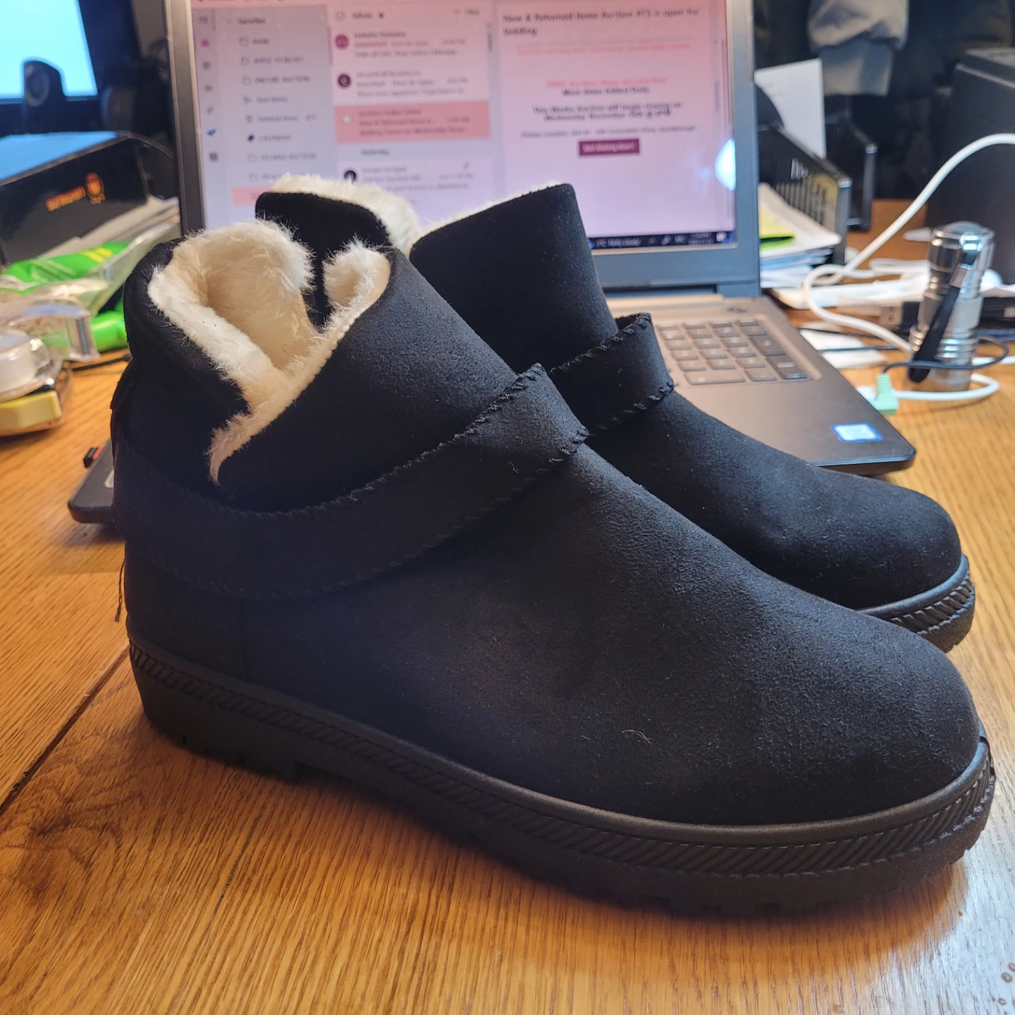 Toloog Black Fur Lined Ankle Boots