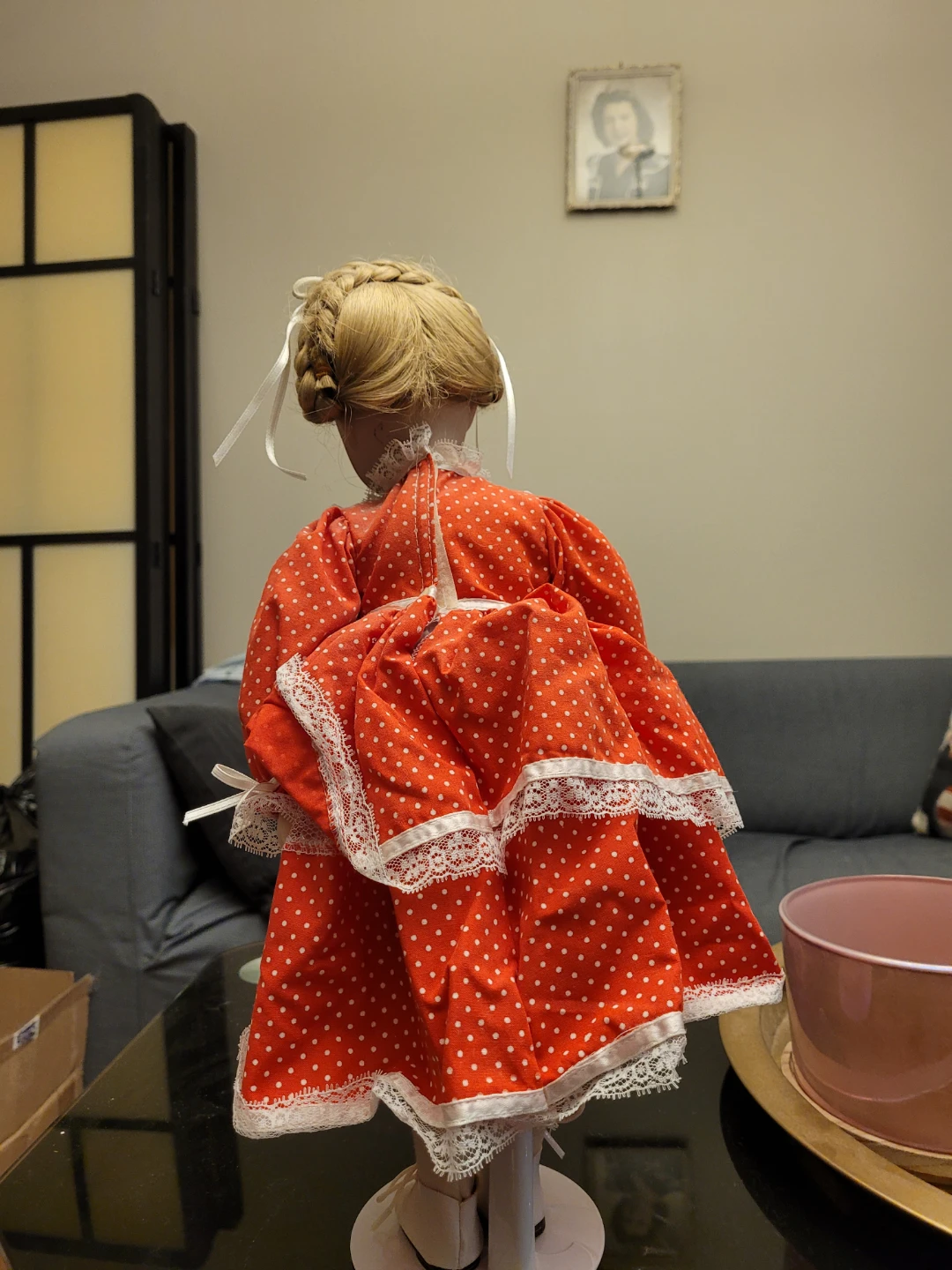 Porcelain Doll in Red Polka Dot Dress - photo 2