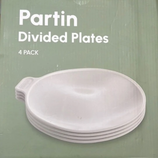 NEW!   Partin Divided Plates 4 Pack - Easy to Clean