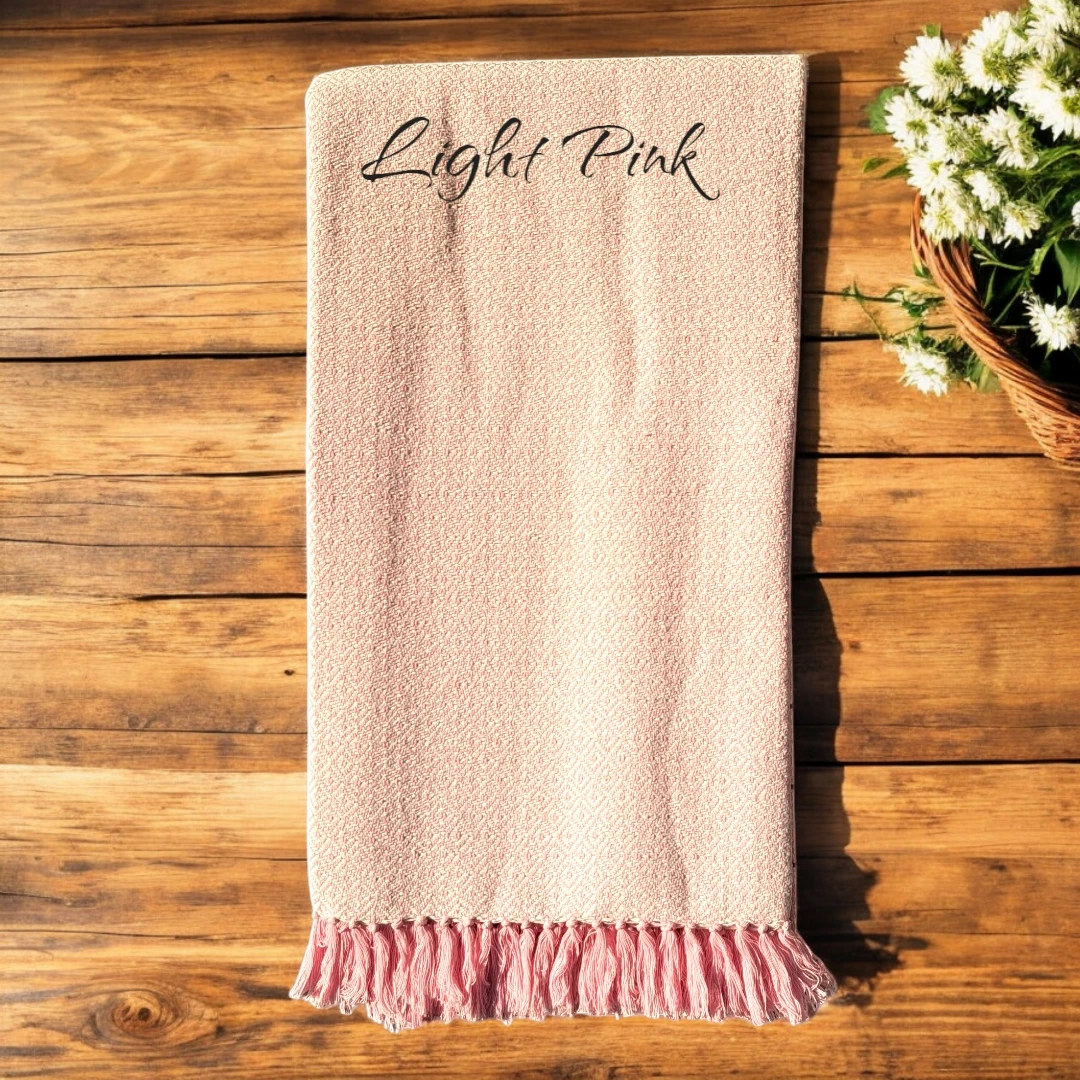 Handwoven cotton blanket - Light  Pink - photo 2