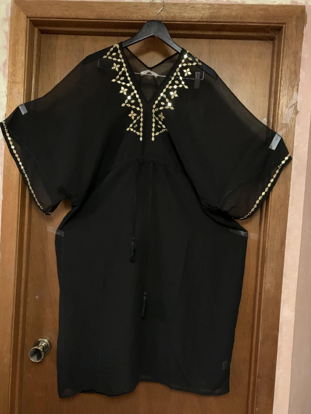 Black Embellished Kaftan Dress Cover up sz XL