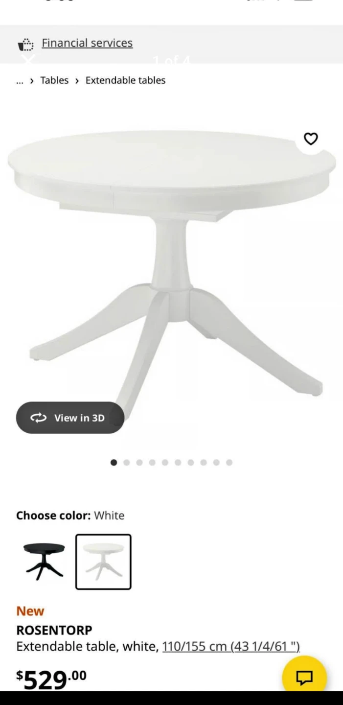 IKEA ROSENTORP Extendable round table, Seats 4-6, 110/155 cm - photo 2