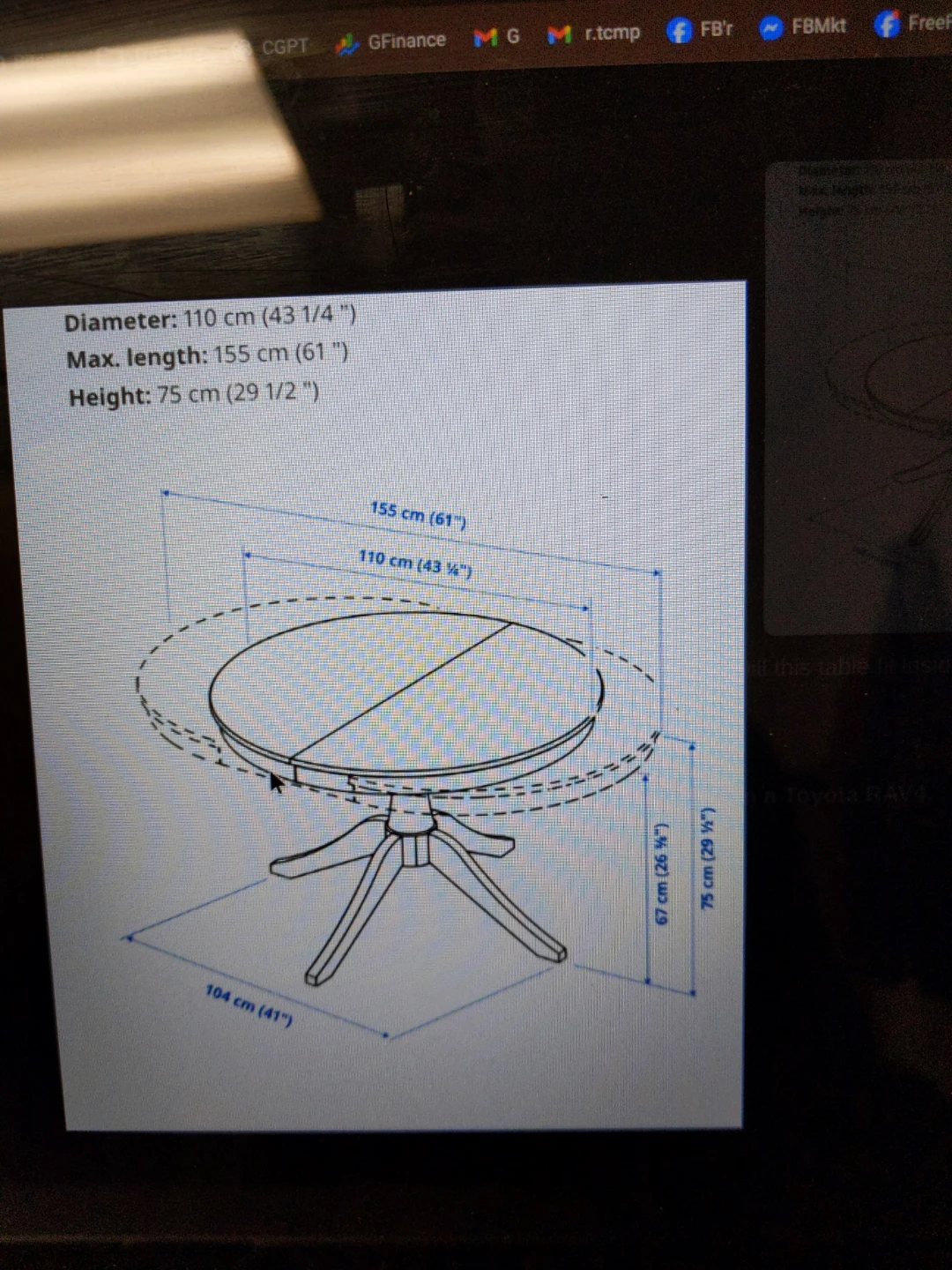 IKEA ROSENTORP Extendable round table, Seats 4-6, 110/155 cm - photo 3