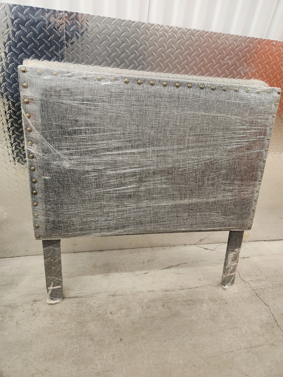 Grey Upholstered twin Headboard with Stud Detail - photo 2