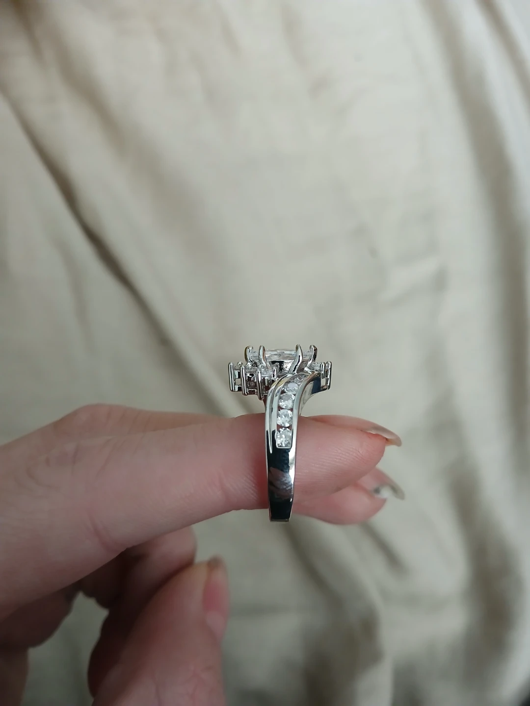 Marquise & Round Cut 925 Silver And Moissanite Ring - photo 2