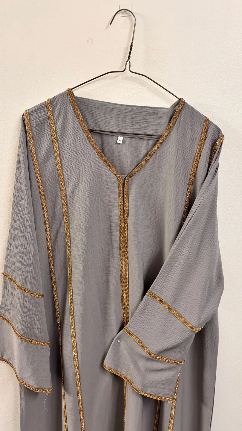 Grey Dress with Gold Trim - Size S