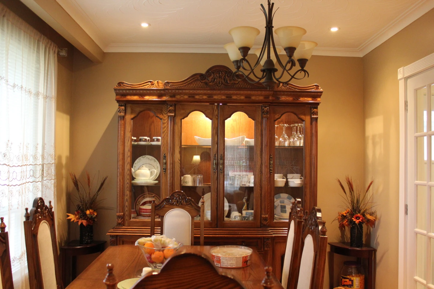 Vintage Wooden China Cabinet with Glass Doors - photo 2