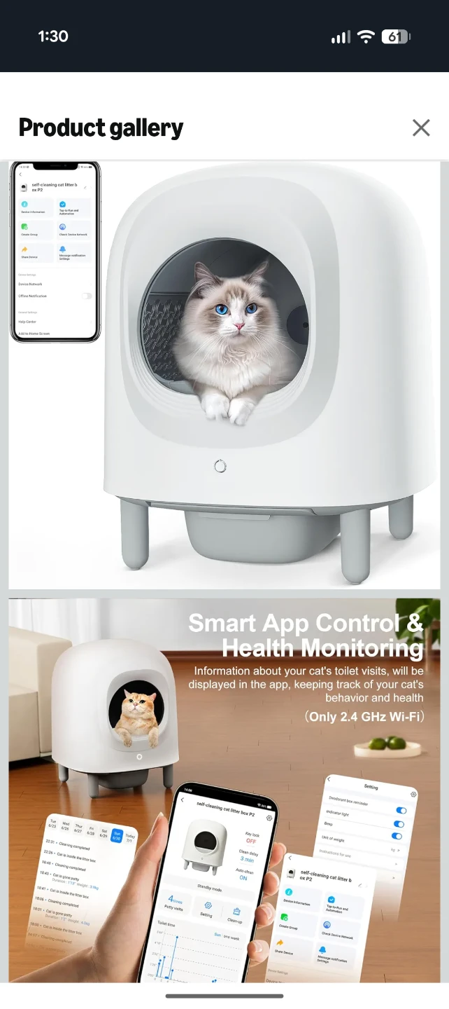 Self-Cleaning Cat Litter Box - White