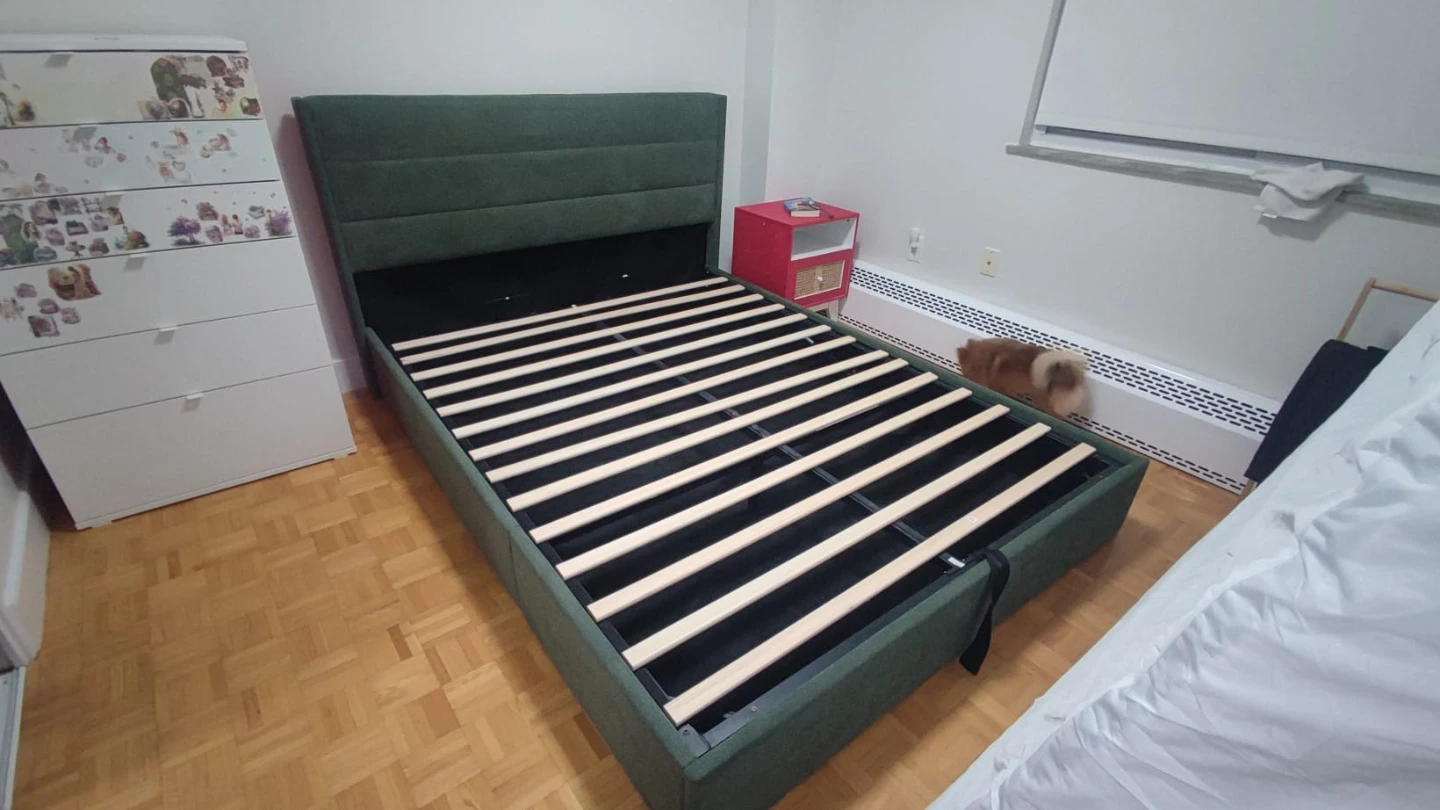 Green Upholstered Storage Bed Frame