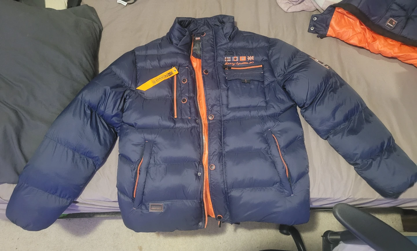 Geographical Norway Puffer Jacket - Dark Navy Blue - Size L