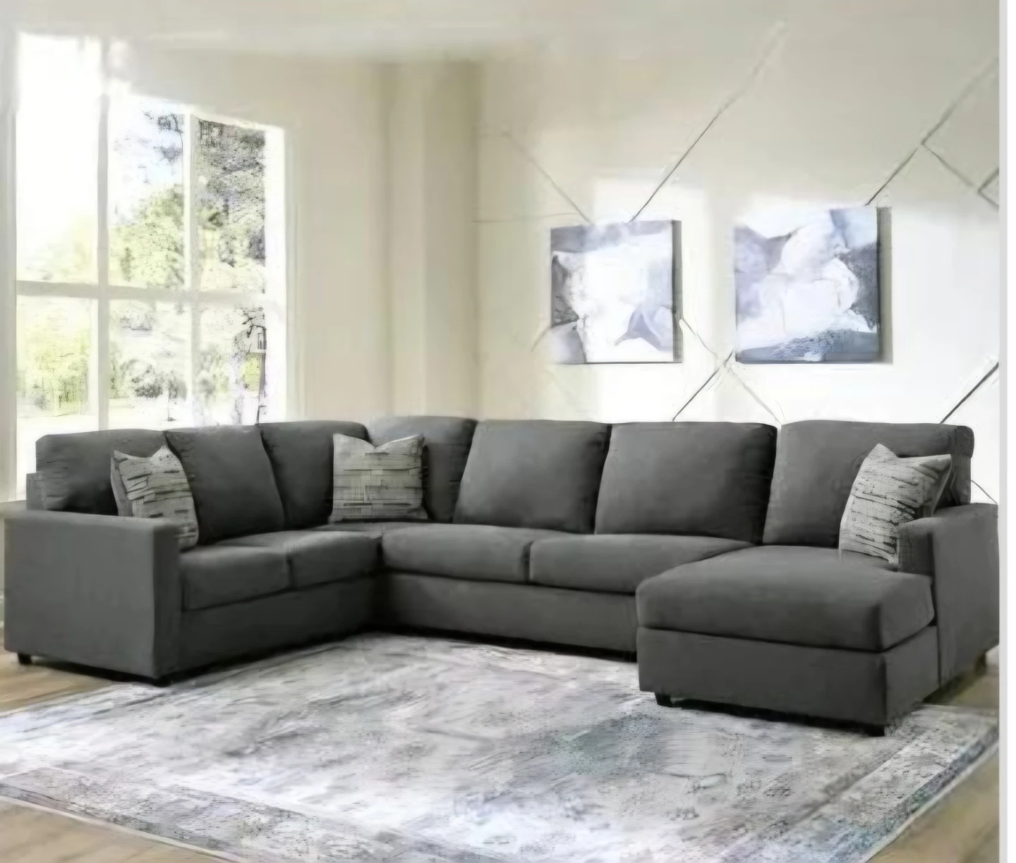 Gray U-Shaped Sectional Sofa with Chaise