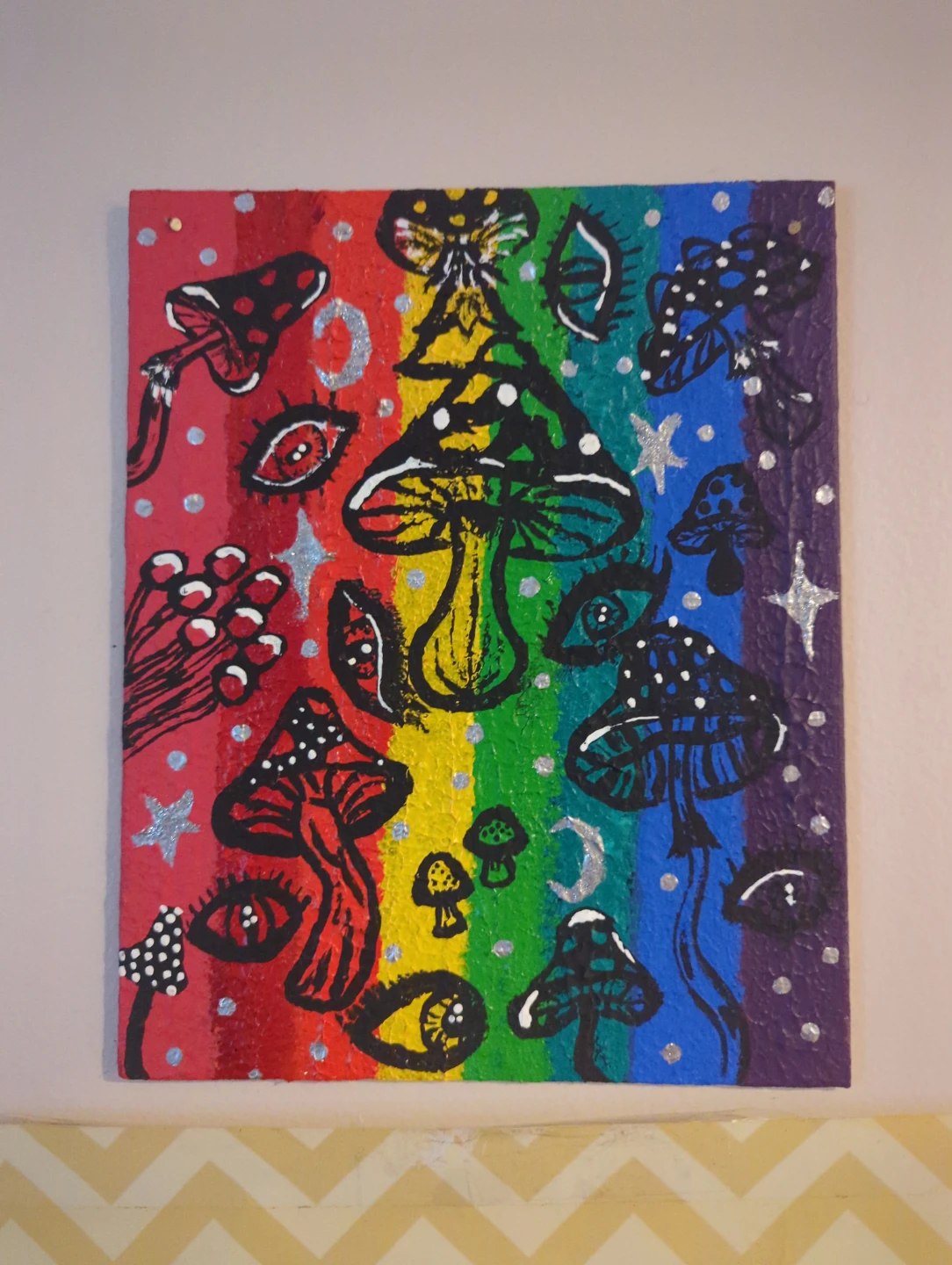 Rainbow Mushroom Painting
