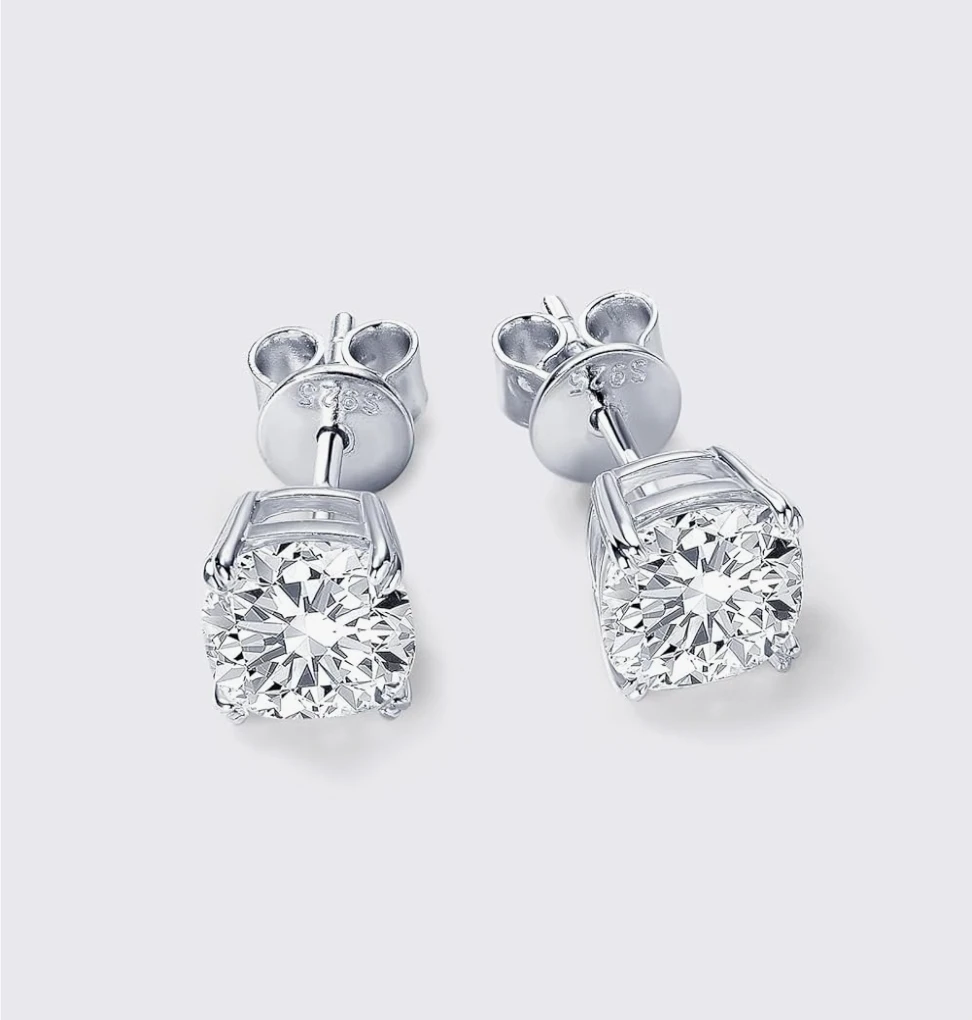 Moissanite Asscher Cut Earrings, 4mm, Color D 0.7carat - photo 2