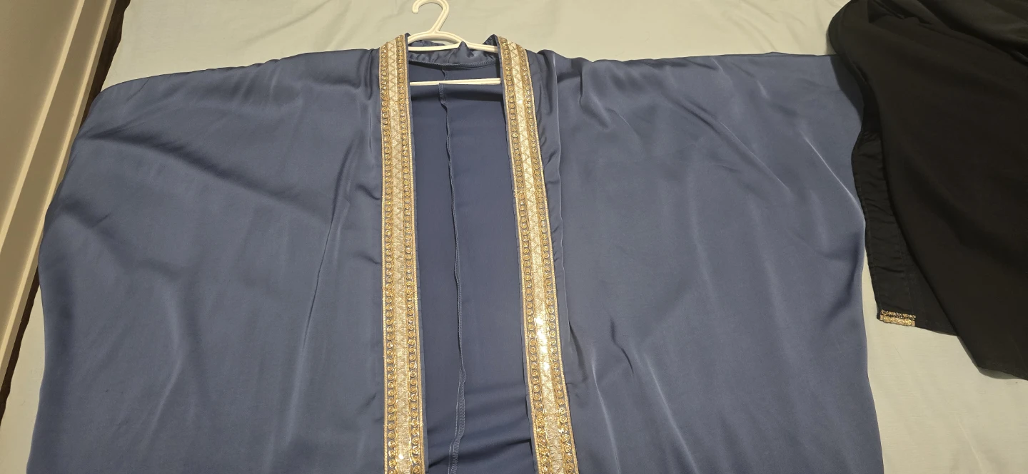 Blue and black Embellished Open Abaya - photo 2