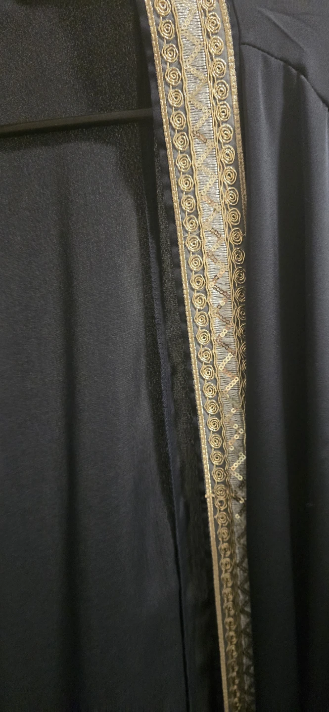 Blue and black Embellished Open Abaya - photo 5