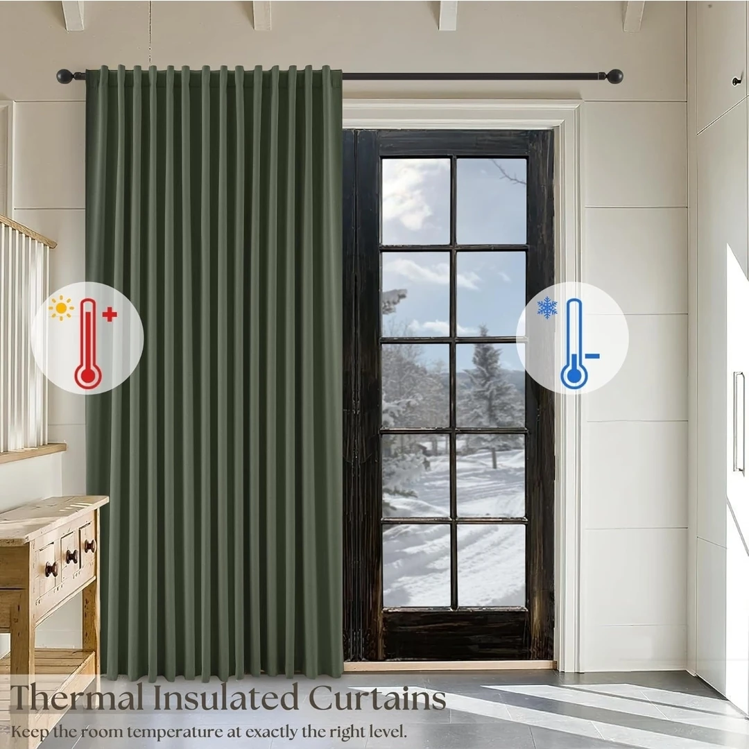 Olive Green 100% Blackout Curtains 52x84" -2 Panels - photo 5
