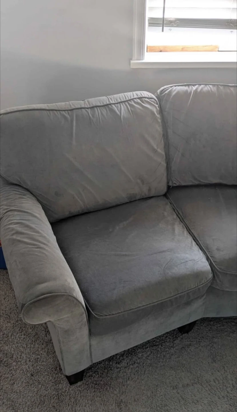 grey velvet couch - photo 2