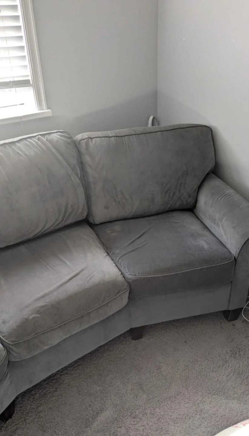 grey velvet couch - photo 3