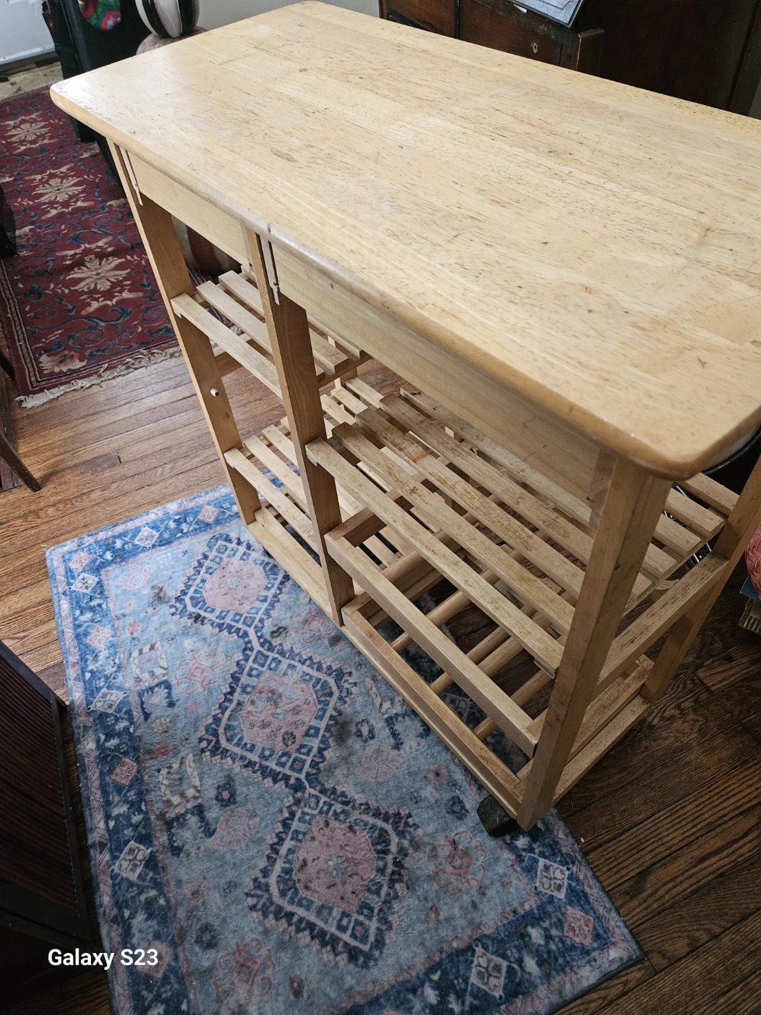 Wooden Kitchen Cart with Storage