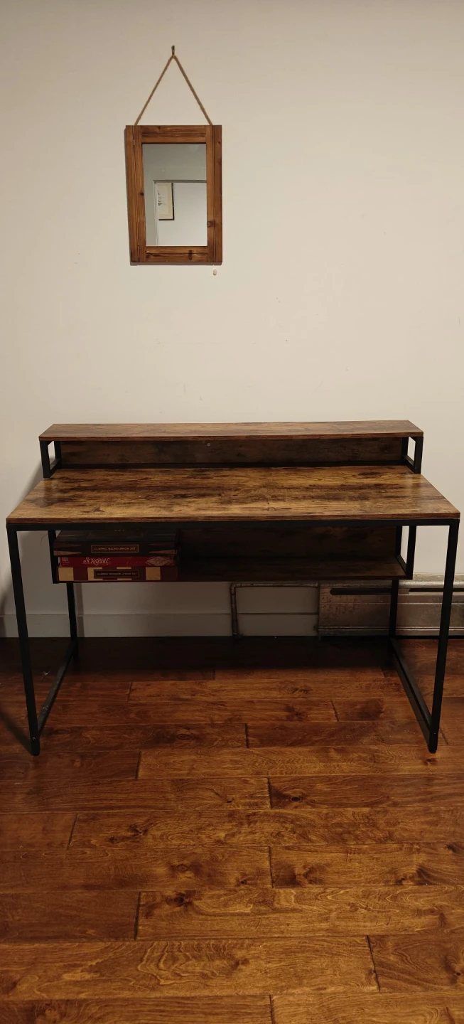 Rustic Wood Grain Desk / Computer Desk with Shelf - photo 2
