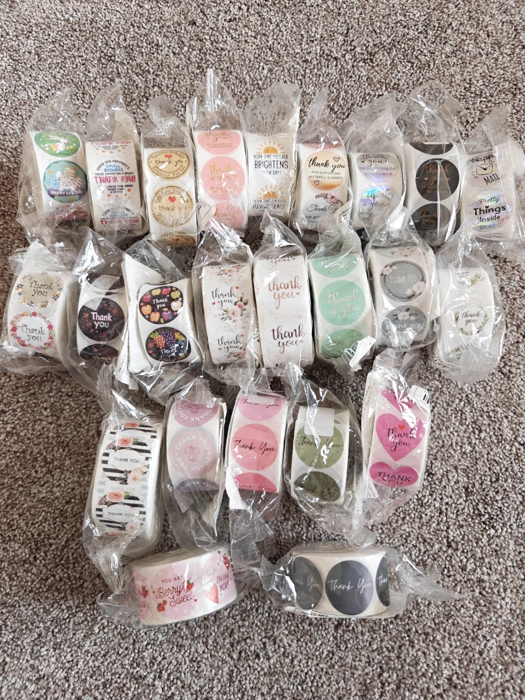 "Thank you" stickers rolls 500 pcs