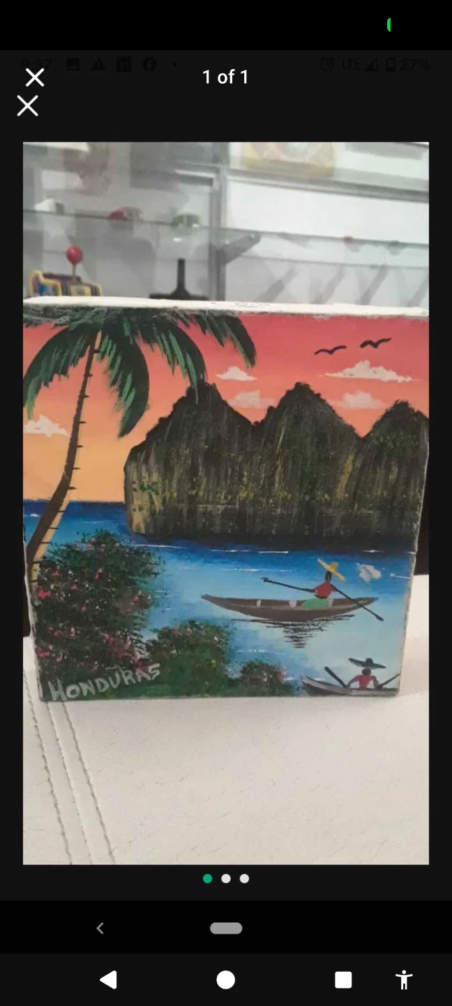 Honduras Tropical Scene Hand-Painted Block