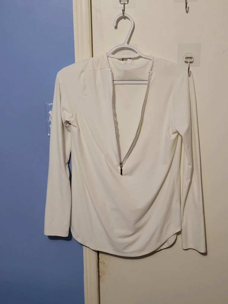 White Long Sleeve Zip Top - photo 3