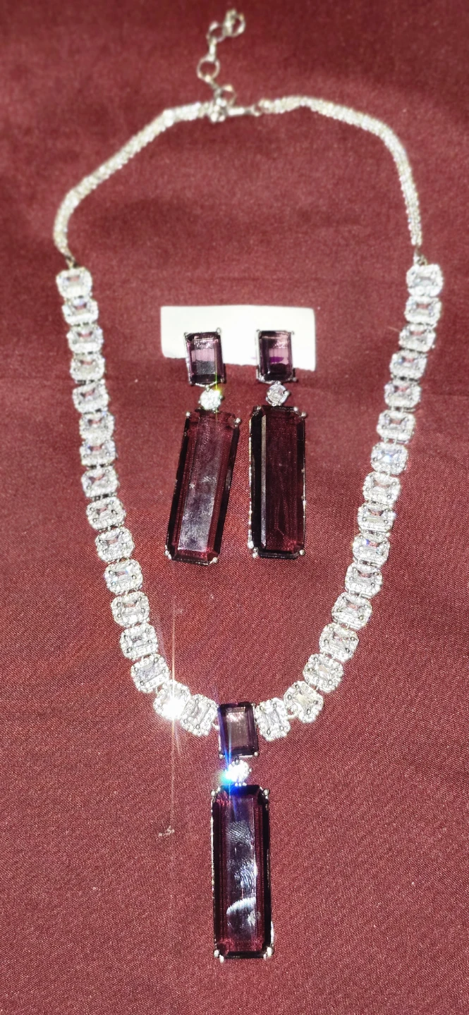 Necklace and Earrings Set - Purple