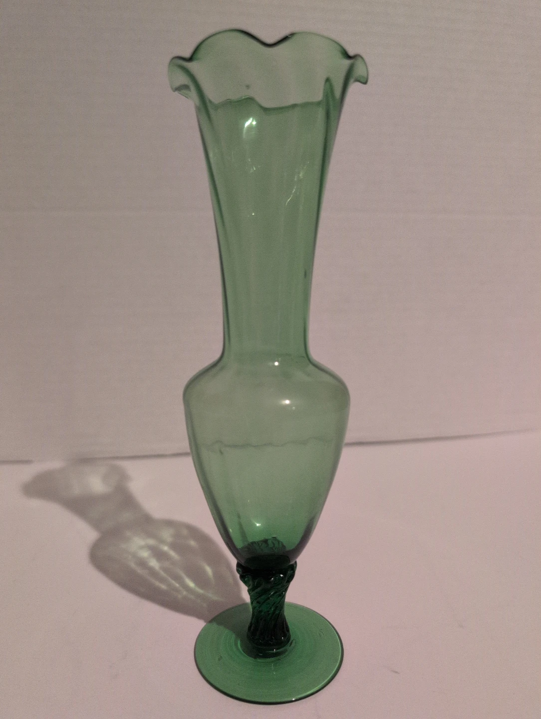 Vintage Emerald Green Empoli Glass Bud Vase